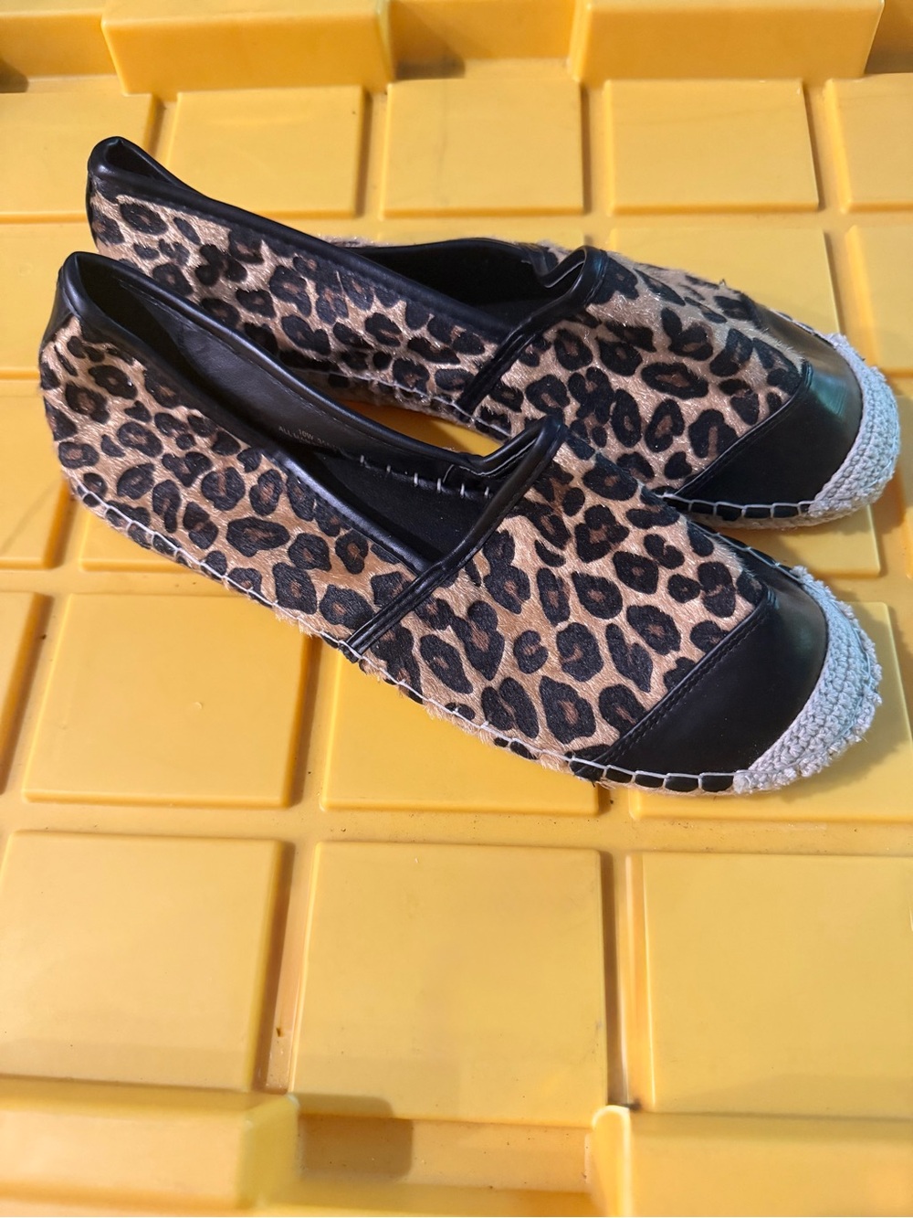 Leopard Print Espadrille Flats with Black Toe Cap - Women